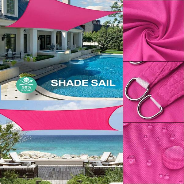 

shade rose red 300d waterproof polyester square rectangle sail garden terrace canopy swimming sun camping yard awning