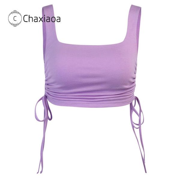 

women's tanks & camis chaxiaoa ribbed tank women summer basic crop streetwear fashion 2021 tees camisole x21, White