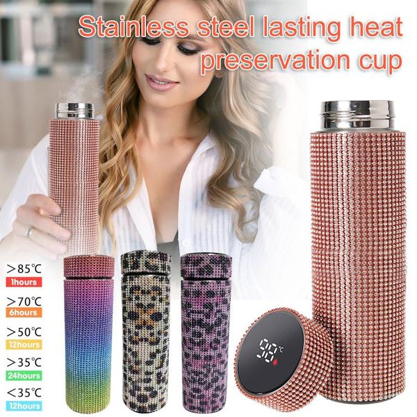 

water bottles diamond thermo bottle 500ml stainless steel smart vacuum flask 1x