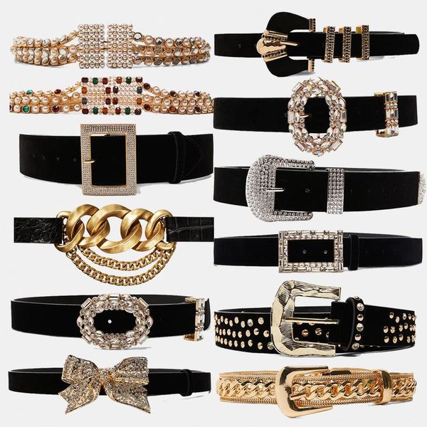 

belts 2021 vintage crystal women fashion waist belt accessories body jewelry leisure dress gifts ceinture femme bijoux, Black;brown