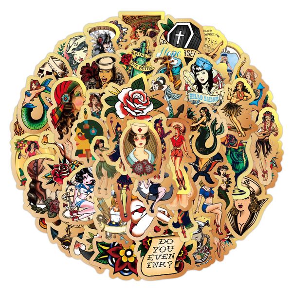 

50 pcs mixed graffiti skateboard stickers retro beauty sailor for car lapfridge helmet pad bicycle bike motorcycle ps4 book guitar pvc decal
