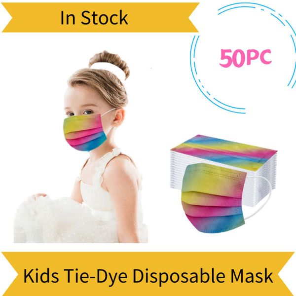 

10/50/100pc kids face mask tie-dye disposable three layer mascarilla dechable halloween cosplay mondmasker masque