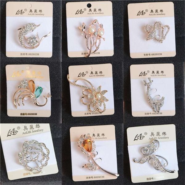 

color preserving fashion new gold diamond flower leaf brooch, Gray