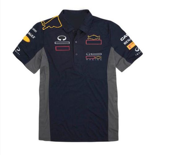 

f1 team version car fan racing suit men and women summer red short-sleeved t-shirt quick-drying clothes overalls polo customizat phvy, Black