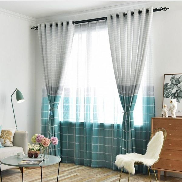 

curtain & drapes ins modern minimalist small fresh art lattice stitching nordic style finished curtains for living room bedroom