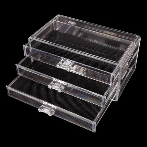 

integrated plastic cosmetic case organizer with divider compartments 3-layer drawer rectangular bags & cases
