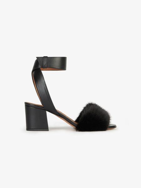 

abesire 2021 women black fur chunky heels summer gladiator sandals ladies peep toe buckle strap dress office shoes woman