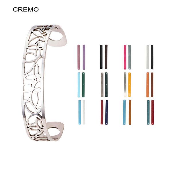 

koaem new 14mm butterfly bracelet stainless steel jewelry women's cuff interchangeable leather bracelets boho 2021 accessories q0717, Black