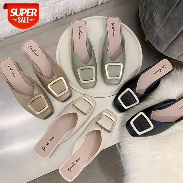 

ladies slippers elegant low heel women spring summer square button slip on leisure ladies office shoes fashion female shoes #x74w, Black