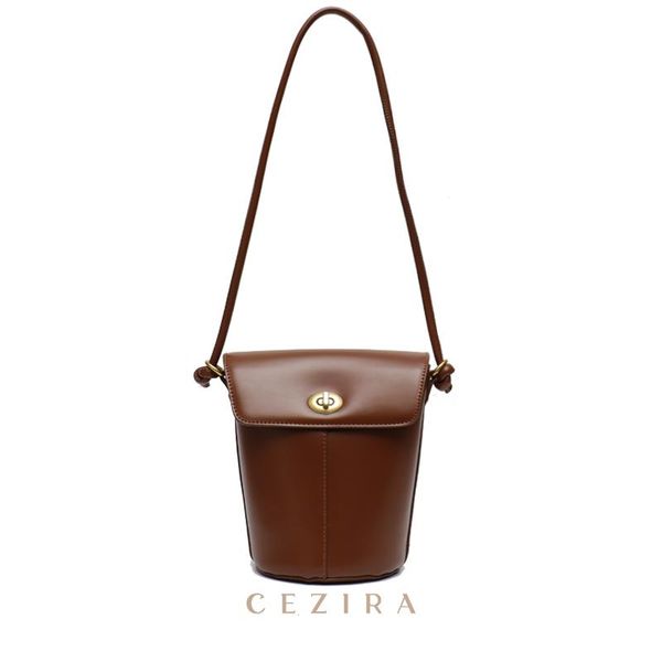 

evening bags cezira fashion designer bucket women pu vegan leather shoulder handbags luxury lock flap phone purse female small crossbody