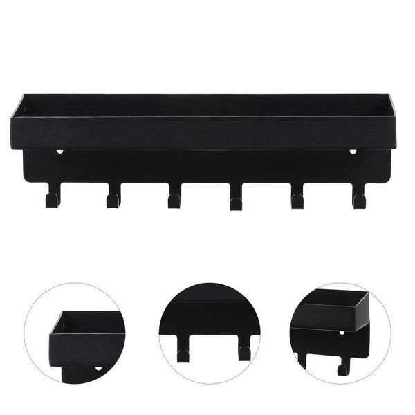 

hooks & rails iron art wall mounted key storage rack stand with (black)