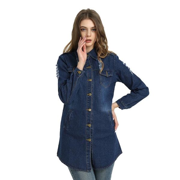 

women's trench coats 2021 autumn style women denim long coat jacket fashionable casual plus size, Tan;black