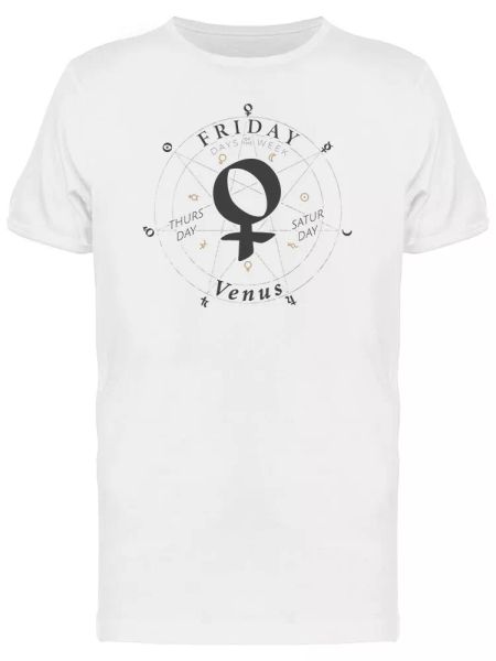 

friday sign venus heptagram logo men's tee -image by shutterstock, White;black