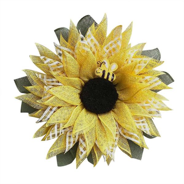 

artificial wreaths silk sunflowers round heart simulation garland for wedding party decoration decorative flowers &