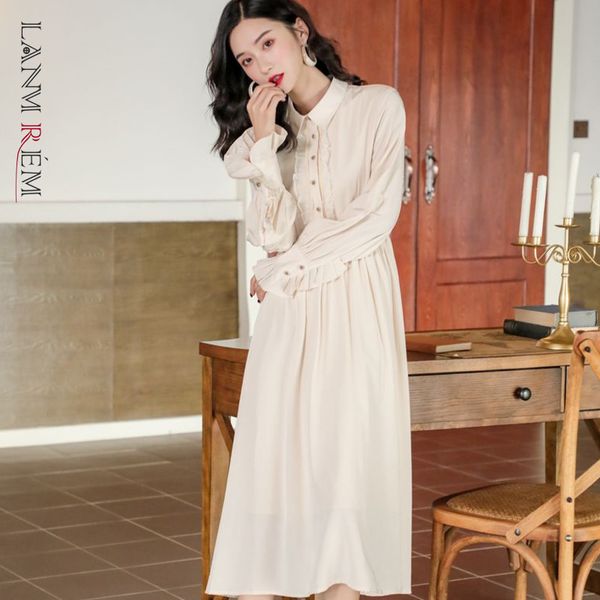 

vintage long dress for women a line turn down collar korean style casual female elegant spring autumn 2a9030 210507, Black;gray