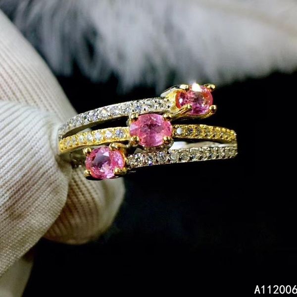 Anelli a grappolo KJJEAXCMY Boutique di gioielli in argento sterling 925 intarsiato con zaffiro rosa naturale Anello da donna Test di supporto