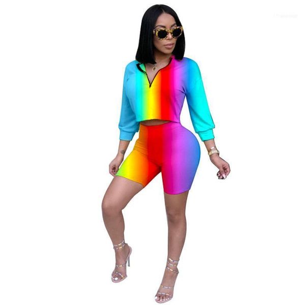 

piece set women long sleeve and shorts bodycon tracksuit clothing casual two pieces stretchy outfits1, White