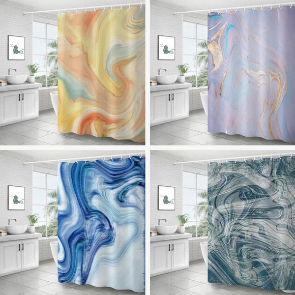 

marble pattern 3d printing shower curtain waterproof bathroom simple style bathtub insulation home decoration curtains
