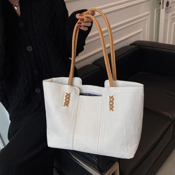 

evening bags fashion women soft pu leather shoulder bag contrast color shopper office ladies work female large capacity tote