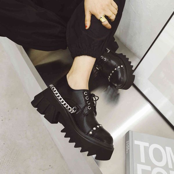 

dress shos sapatos mary jan com corrnt d mtal couro fmininos, sapatos simpls sola grossa rbit, loafrs britÃ¢nicos tamanhos grans, 9urc, Black