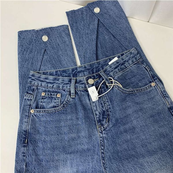 

autumn style back middle high waist blue small nine point women's fan fashion thin