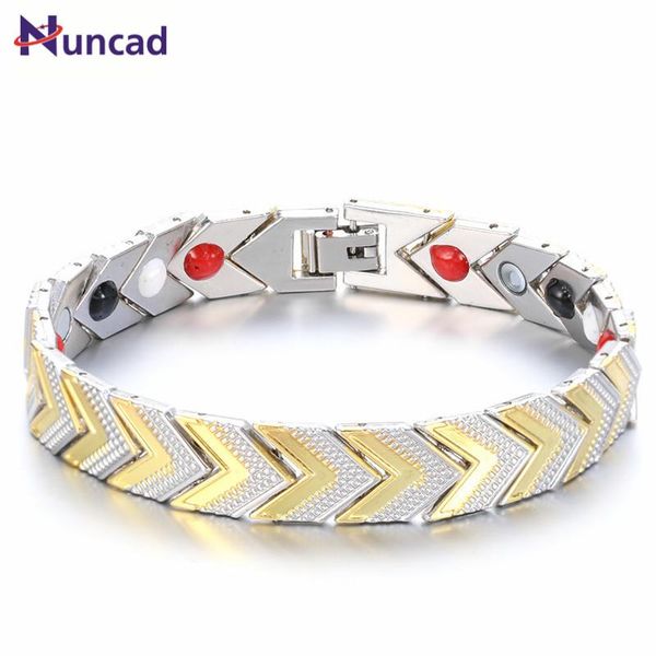 

charm bracelets nuncad grass rope magnet men golden health care jewelry bracelet manchette adjustable size pulseiras masculina, Golden;silver