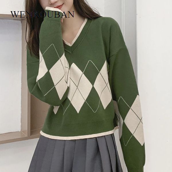 

women's sweaters sweater short argyle mesh, women's korean fashion w415, White;black