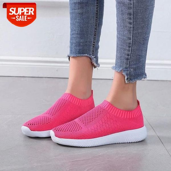 

2020foreign trade size women's shoes casual low-side breathable knitted fabric socks shoes lazy 35-45 #l78q