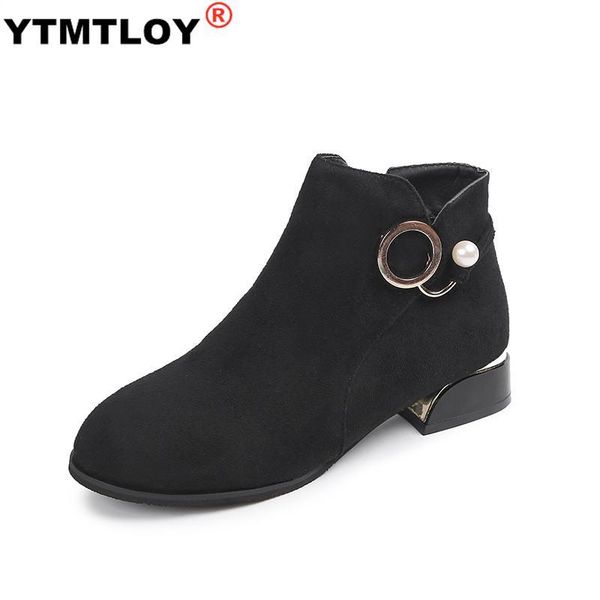 

boots women ladies fashion zipper ankle student casual large size scrub single warm fur winter shoes 35-44, Black