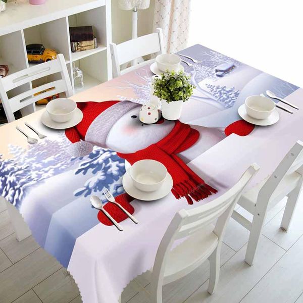 

table cloth polyester christmas tablecloth snowman flower beer cover thanksgiving family party decoration