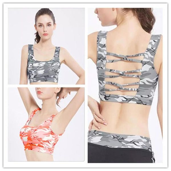

gym clothing women casual comfort camouflage crop stretch breathable short sport u neck yoga all seasons bra, White;black