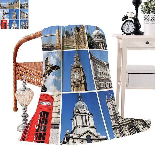 

home decor ultra soft blanket, collage of famous historic london city landmarks british architecture building icons p fluffy