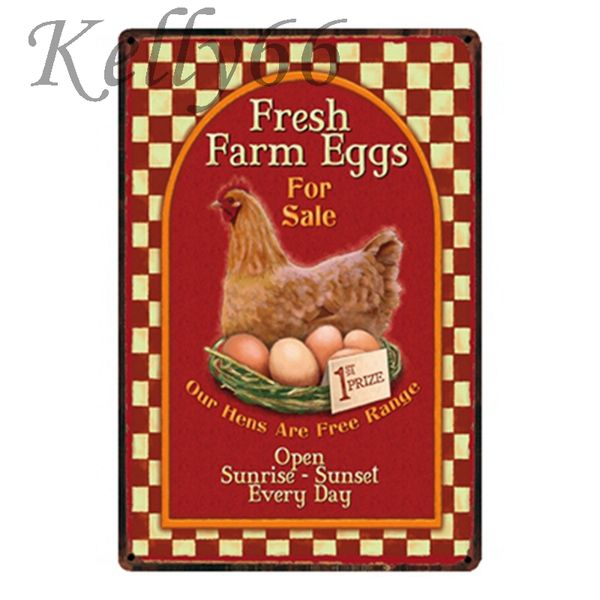 

fresh farm eggs happy chickens tin metal sign tin poster home decor bar wall art painting 20*30 cm size y-1431
