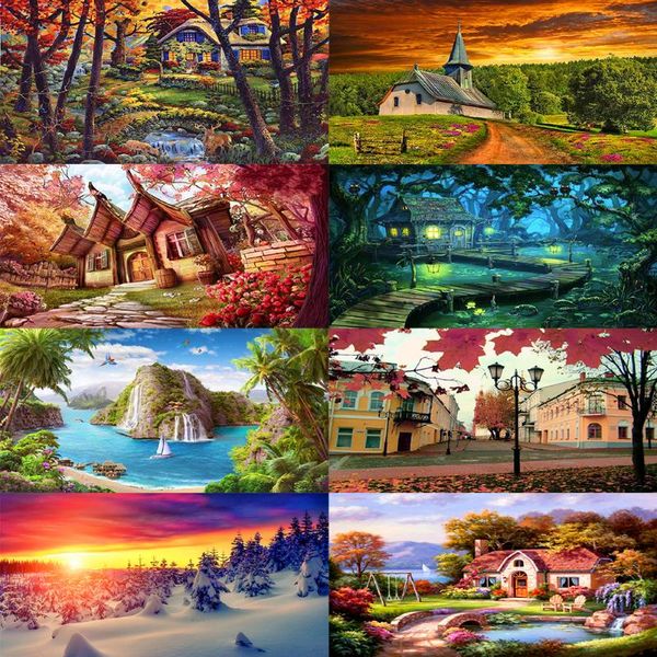 

diamond painting diy landscape picture 5d full round drill home decoration crafts gift hanging 40x30cm