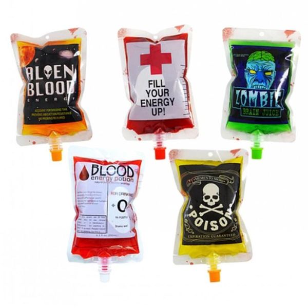

reusable blood energy drink bag halloween party pouch props vampires clear pvc food juice packaging bags 250ml