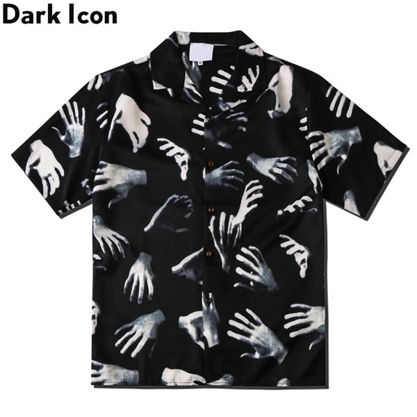 

dark icon printed vintage street shirts for men summer hawaiian male 210809, White;black