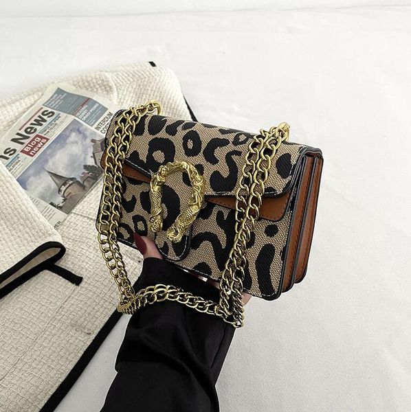 

wholesale womens leathers shoulder bags street trend contrasts color women backpack elegant atmosphere leopard handbag retro contrast color