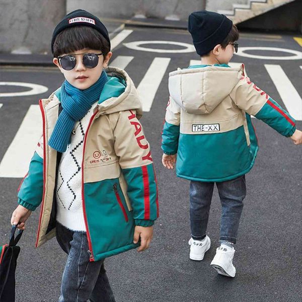 

fashion thicken hoodned boys coat autumn and winter children outwear cotton padded clothes jackets 3 11years old, Blue;gray