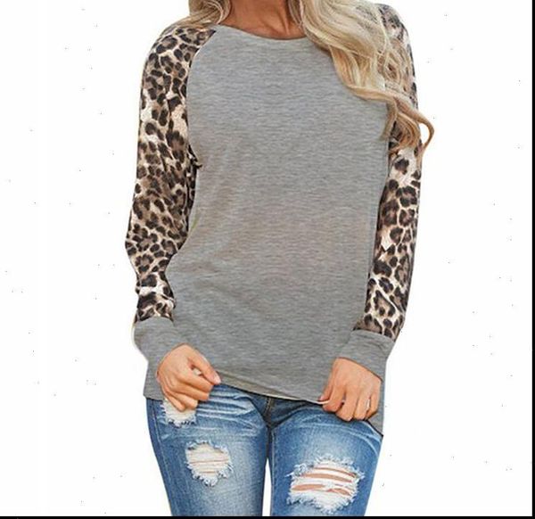 

autumn leopard print long sleeve womens shirts geometric patchwork turtleneck chiffon clothes for o neck, White