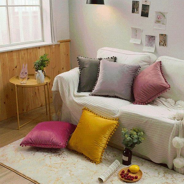 

cushion/decorative pillow modern cushion cover minimalist living room cottom set big ball side throw pillows for sofa lumbar car