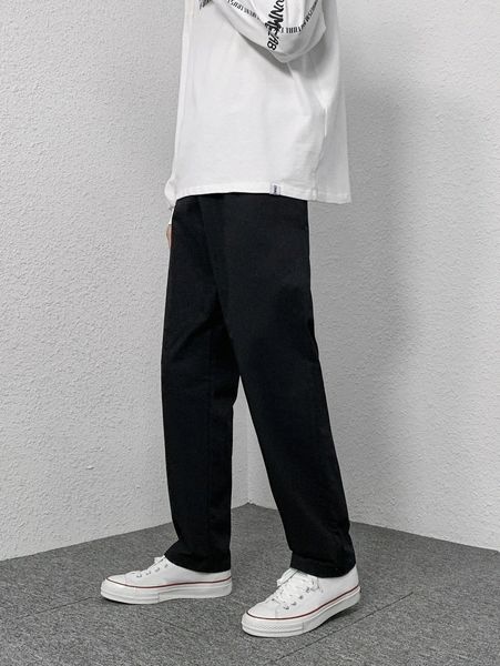 

men slant pocket pants c6ls#, Black