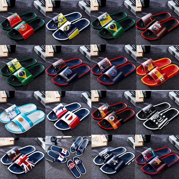 

football star sports slippers brand designer mens rubber sandals beach slide non-slip flip flops indoor outdoor shoes size 40-45, Black