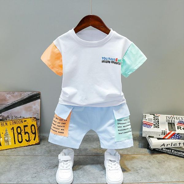 

kids baby boy printing cartoon t shirt shorts summer children outing clothes 2pcs sets infant toddler tracksuits 0 4 years, White
