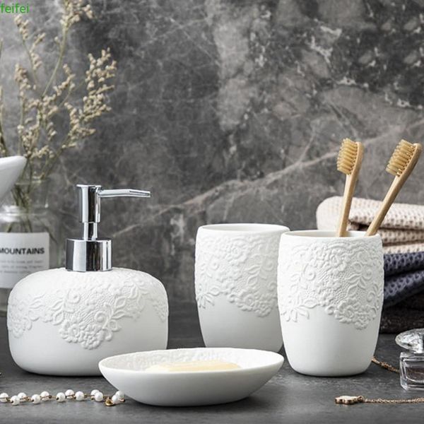 

bath accessory set nordic ceramics bathroom accessories four piece couple mouthwash cup lotion bottle soap dish products