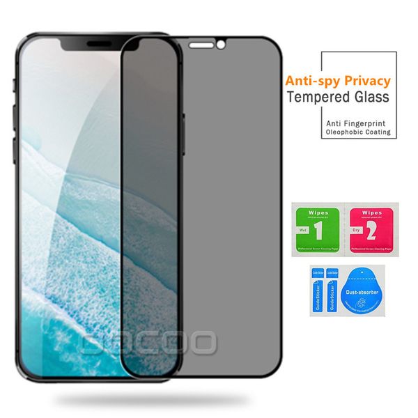 Full Cover Privacy Anti-Spy Proteggi schermo in vetro temperato per iPhone 14 Pro Max 14Pro 13 13Pro 12 Mini 11 XR XS 7 8 Plus 9D 9H Durezza Black Edge Fabbrica all'ingrosso