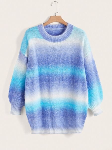 

plus ombre drop shoulder sweater j56o#, Black