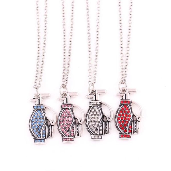 

pendant necklaces link chain golf bag shape with colorful crystal cute material zinc alloy special design will add your charm taste, Silver