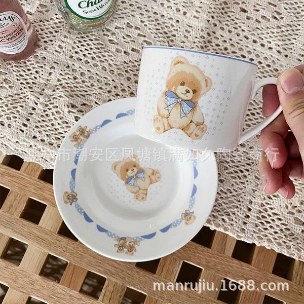

mugs simple and creative personality style bear ceramic cup saucer british afternoon tea coffee set dessert