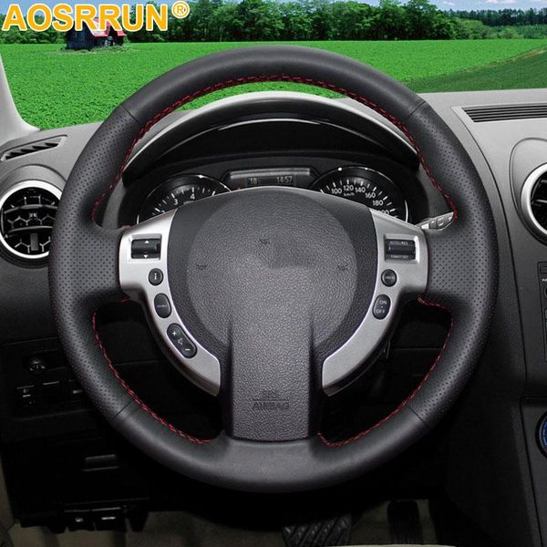 

steering wheel covers aosrrun hand sewing all leather for qashqai j10 x-trail nv200 2008-2012 car-styling