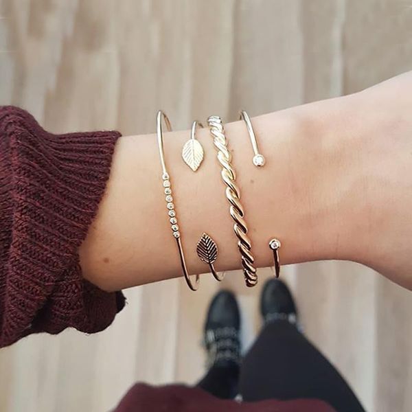 

link, chain umka classic 4 pcs/set women's twist bracelets bangles, Black